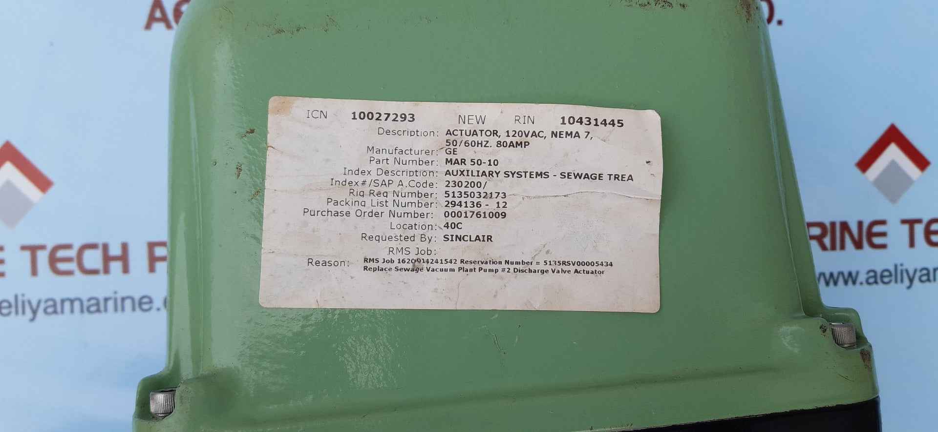Rcs mar50-10 electripowr actuators 115v 50/60hz