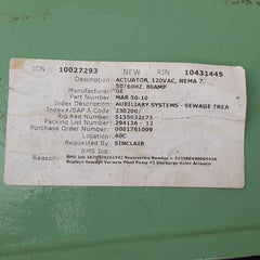Rcs mar50-10 electripowr actuators 115v 50/60hz