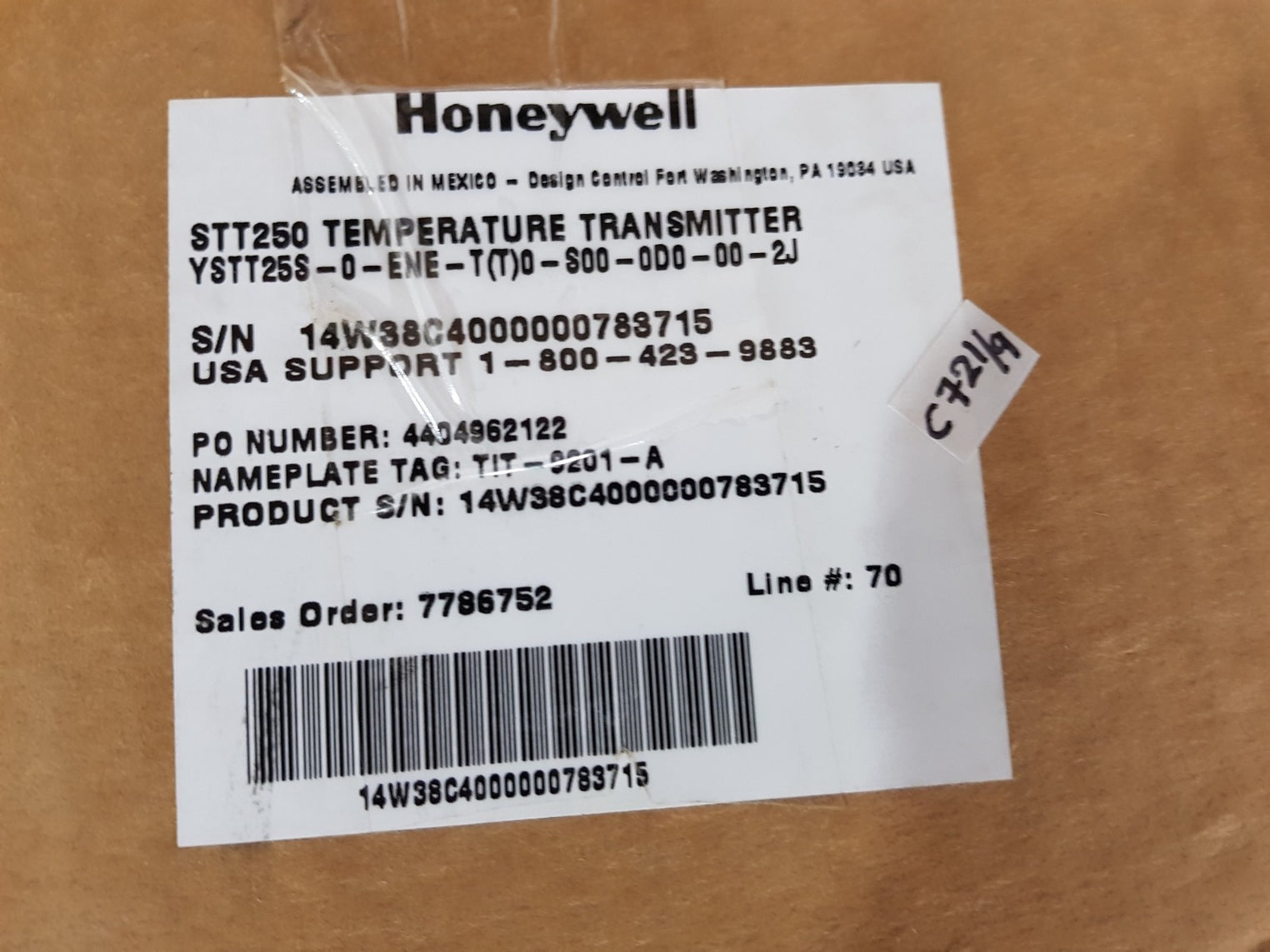 Honeywell ystt25s-0-ene-t/t/0-s00-0d0-00-2j temprature transmitter