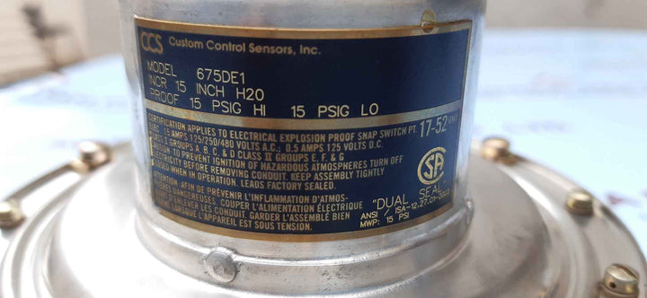 Custom control sensors 675de1 pressure switch