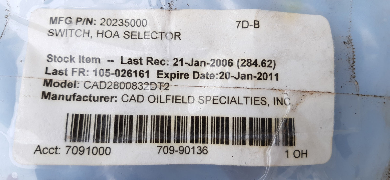 Enclosures & controls cad2800832dt2 hoa selector switch