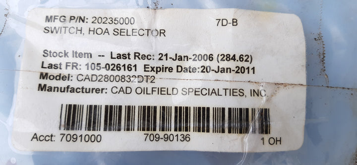 Enclosures & controls cad2800832dt2 hoa selector switch