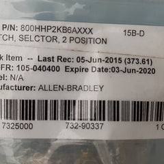 ALLEN-BRADLEY 800HHP2KB6AXXX SELECTOR SWITCH SER D