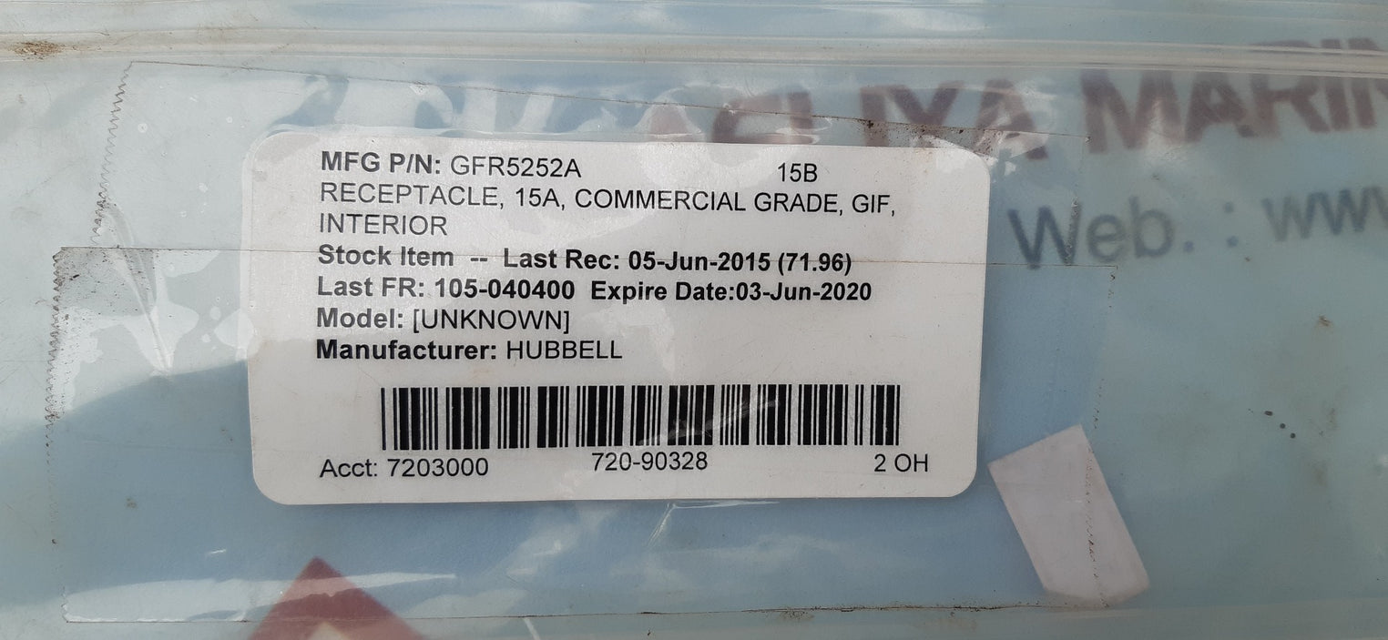 Hubbell ground fault duplex receptacle gfr5252a 