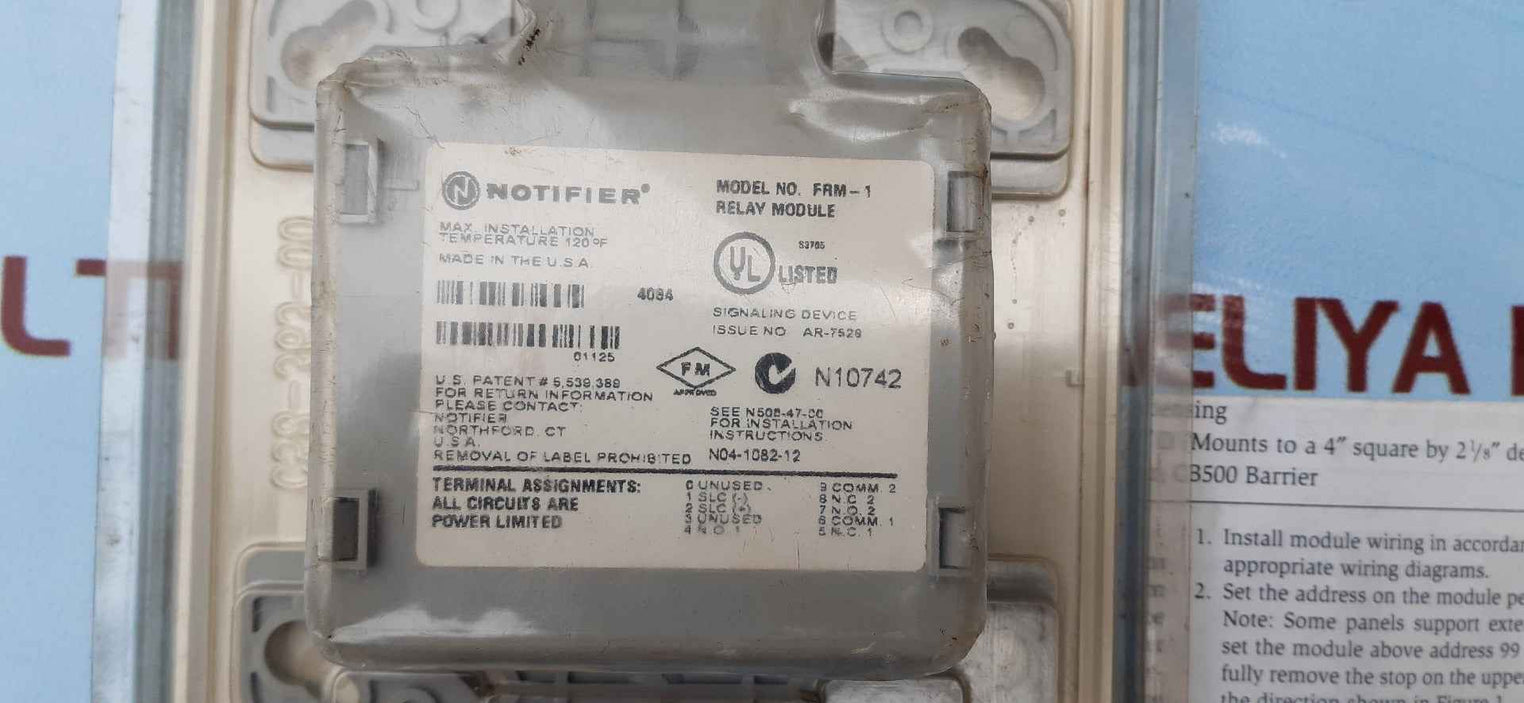 Notifier Frm-1 Fire Alarm Relay Control Module L00-1365-00 6.5mA 83705