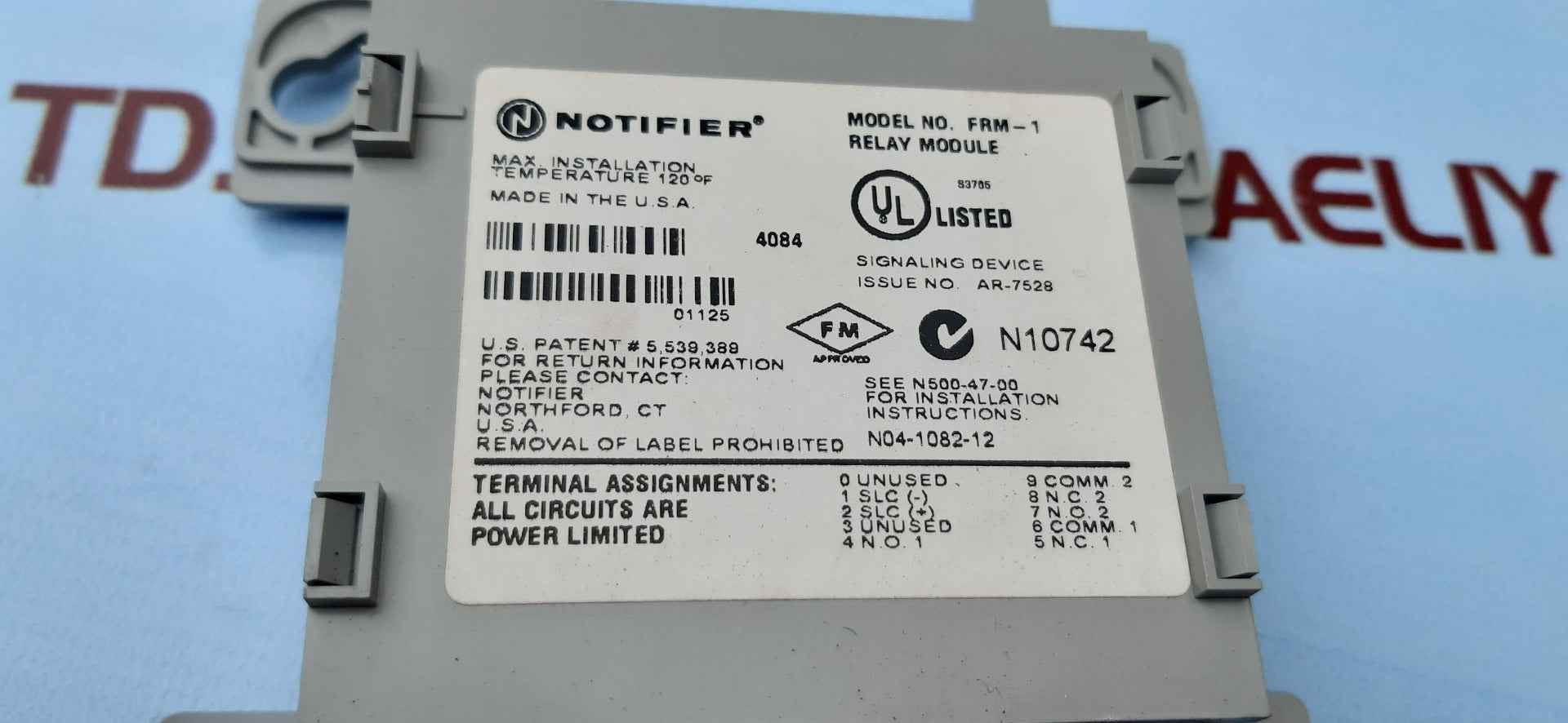 Notifier Frm-1 Fire Alarm Relay Control Module L00-1365-00 6.5mA 83705