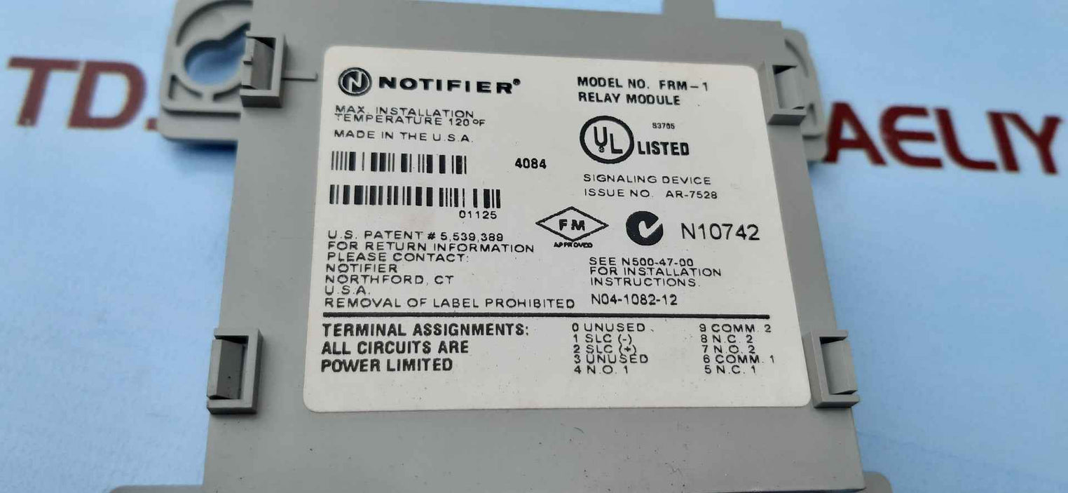 Notifier Frm-1 Fire Alarm Relay Control Module L00-1365-00 6.5mA 83705