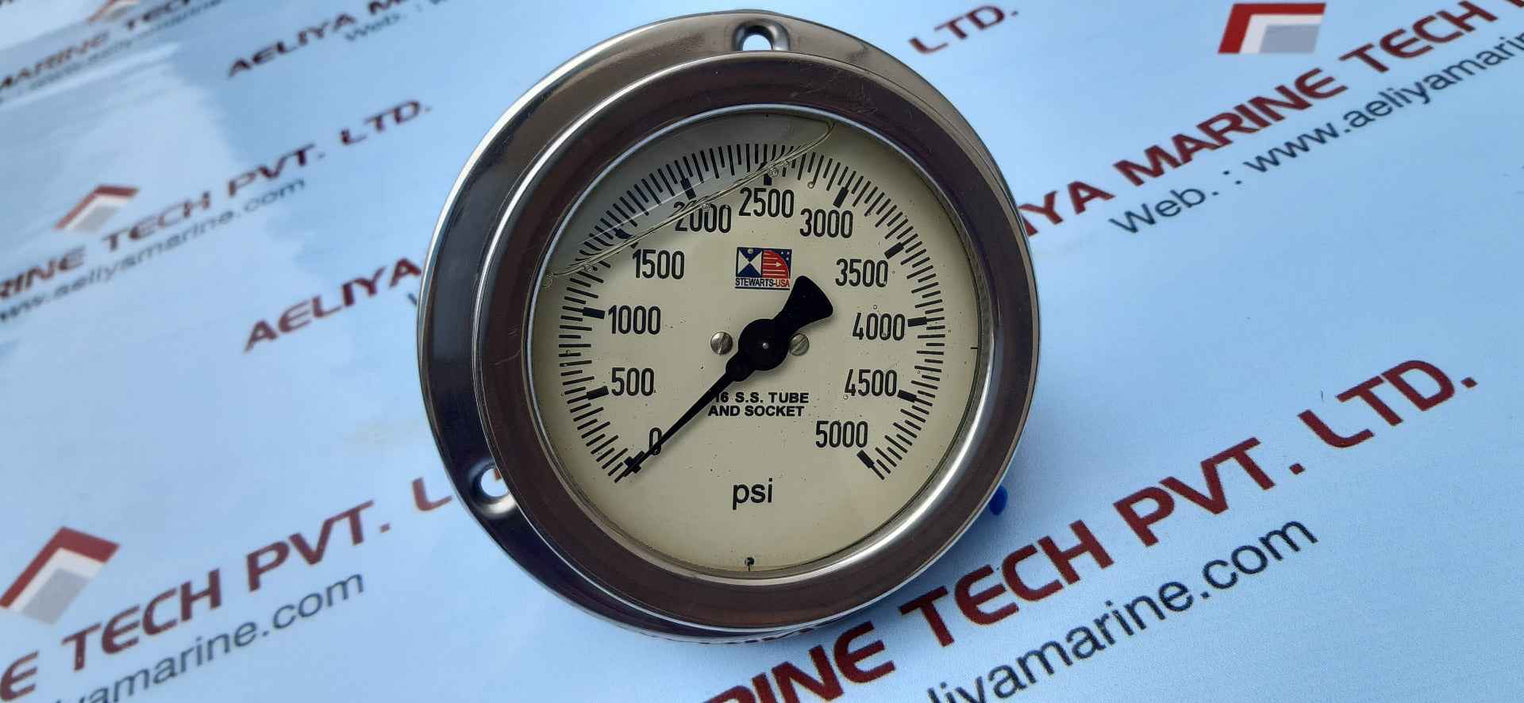 Stewarts 316 s.s.tube and socket pressure gauge 0-5000