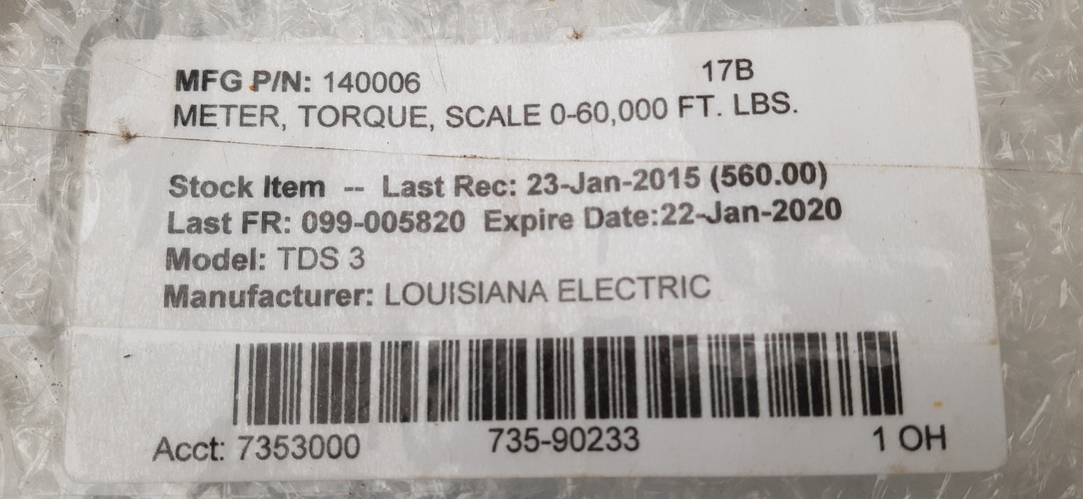 Louisiana electric rig tds 3 scale meter