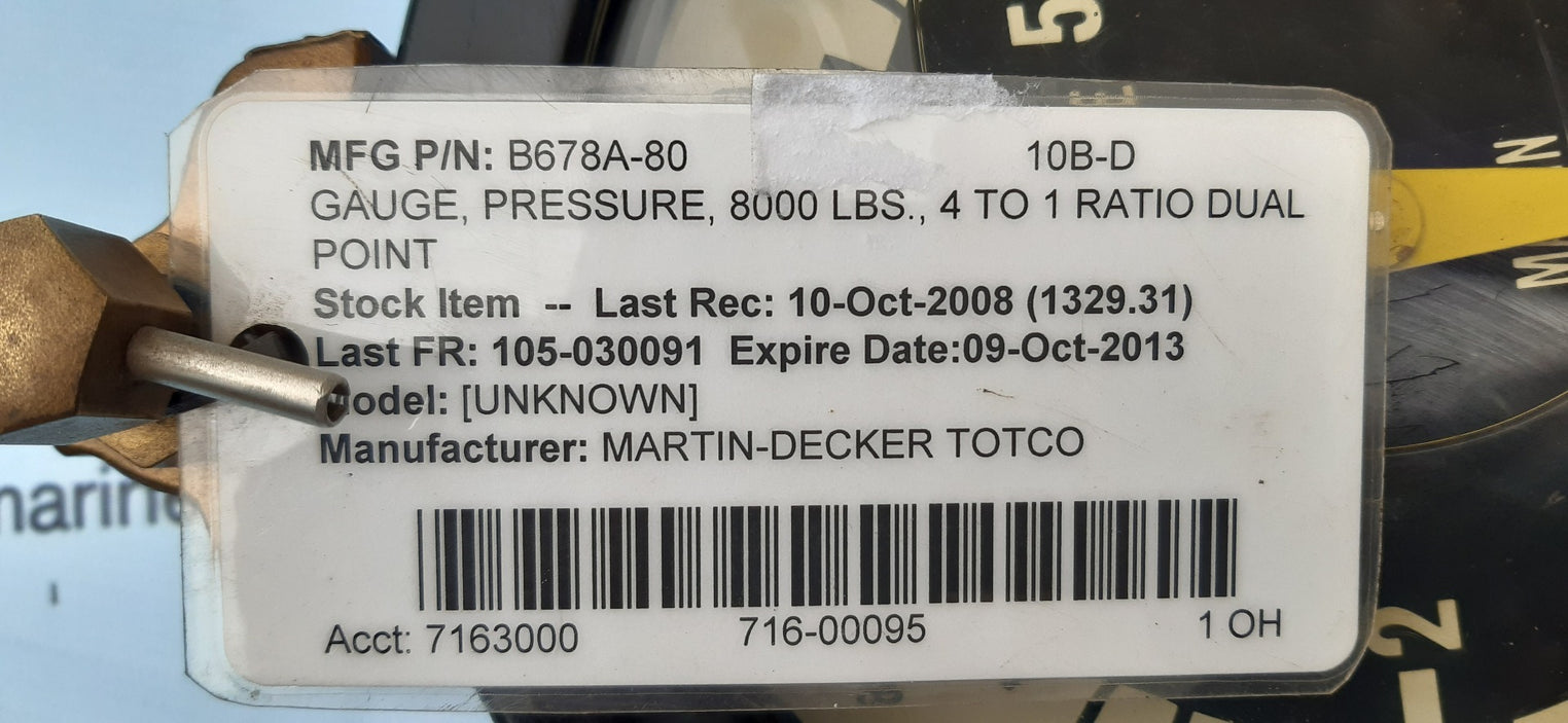 Martin decker b678a-80 pressure gauge 