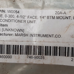 Marsh instrument Lbs.per sq.inch pressure gauge 0-300
