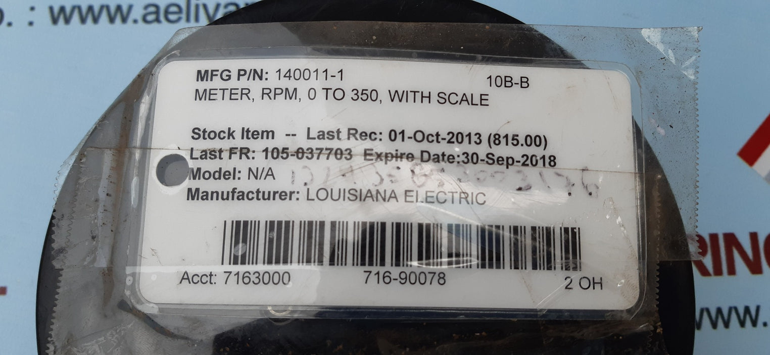Louisiana electric 140011-1 rpm meter 0-350