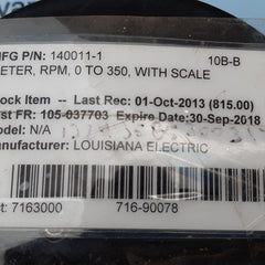 Louisiana electric 140011-1 rpm meter 0-350