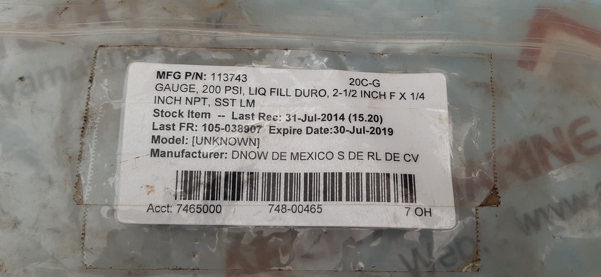 Lot of 2x Enfm 1211 pressure gauge 0-200 psi 0-14 bar