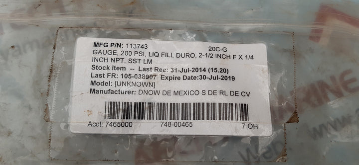 Lot of 2x Enfm 1211 pressure gauge 0-200 psi 0-14 bar