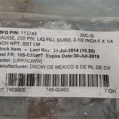Lot of 2x Enfm 1211 pressure gauge 0-200 psi 0-14 bar