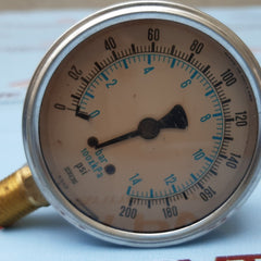 Lot of 2x Enfm 1211 pressure gauge 0-200 psi 0-14 bar