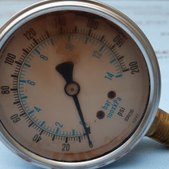 Lot of 2x Enfm 1211 pressure gauge 0-200 psi 0-14 bar