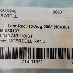 Ingersoll rand k6u-940 throttle valve