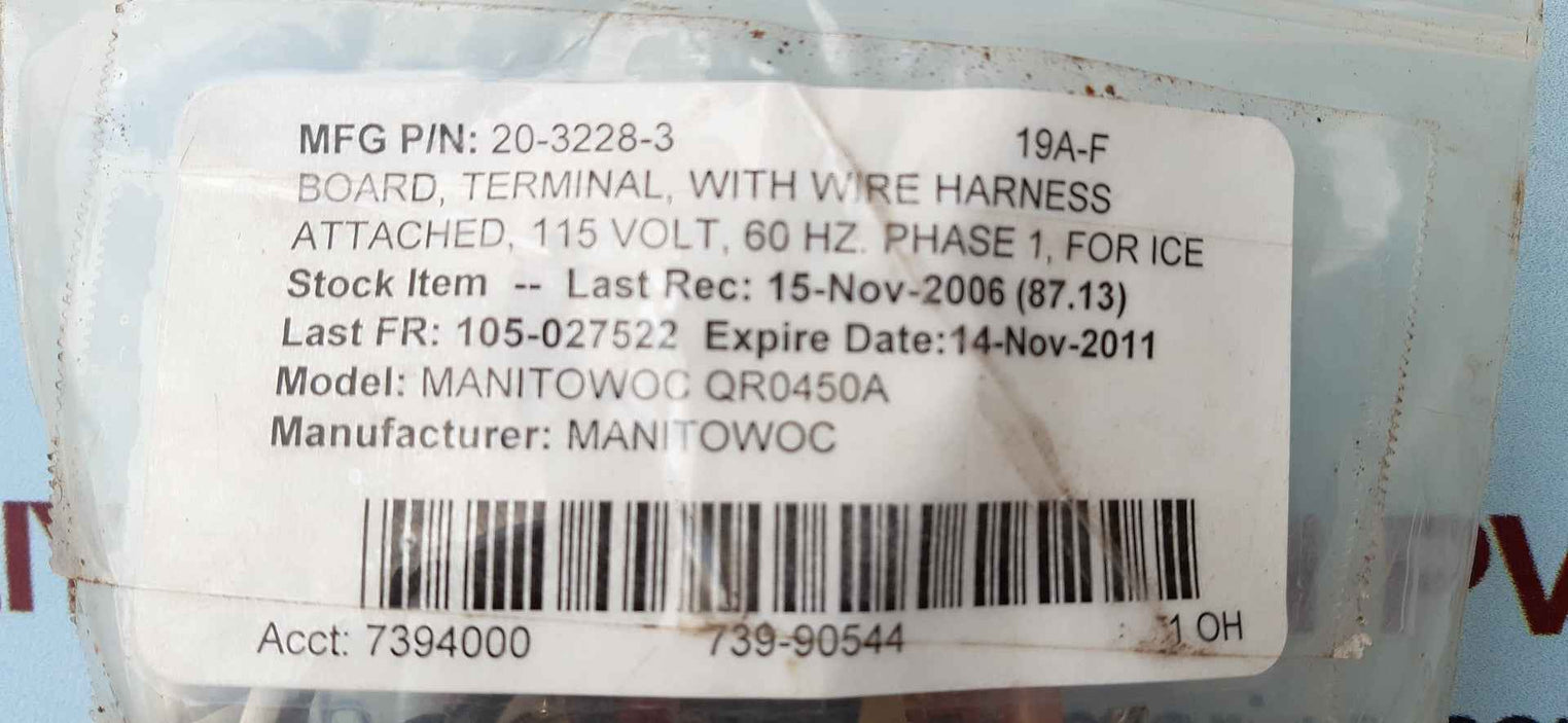 Manitowoc 20-3228-3 wiring harness 60hz