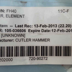 Eaton cutler-hammer fh40 11c-f type a heater 