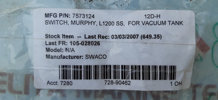 Frank w.murphy l1200ss-d-sf amps 10 1500 psi ss level float switch