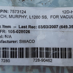 Frank w.murphy l1200ss-d-sf amps 10 1500 psi ss level float switch