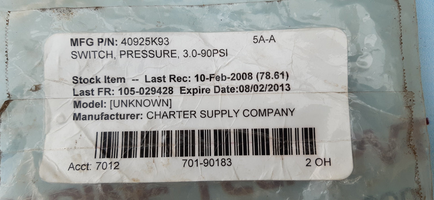 Barksdale e1s-h90-br pressure switch 3.0-90 psi