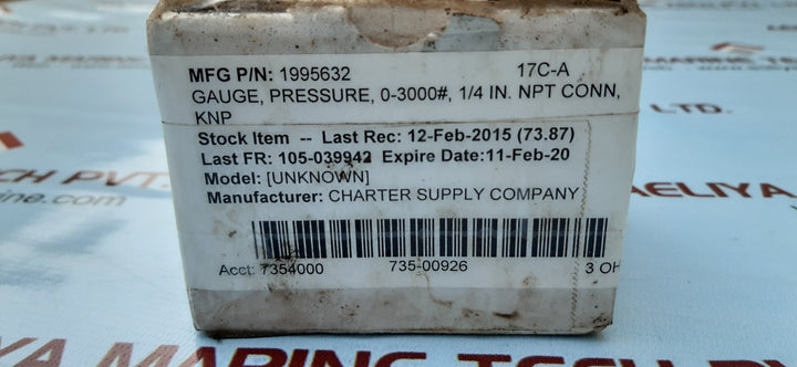 Mc daniel tube and socket 316ss pressure gauge 0-3000 psi