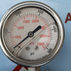 Pressure gauge 0-5000 psi glycerin 304ss case 316sstube & socket