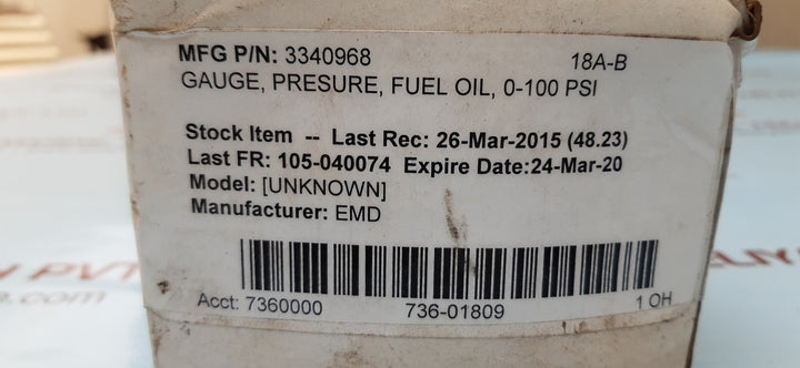 Marsh pressure gauge 0-100 psi