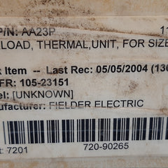 Westinghouse aa23p 3 pole model j thermal overload relay