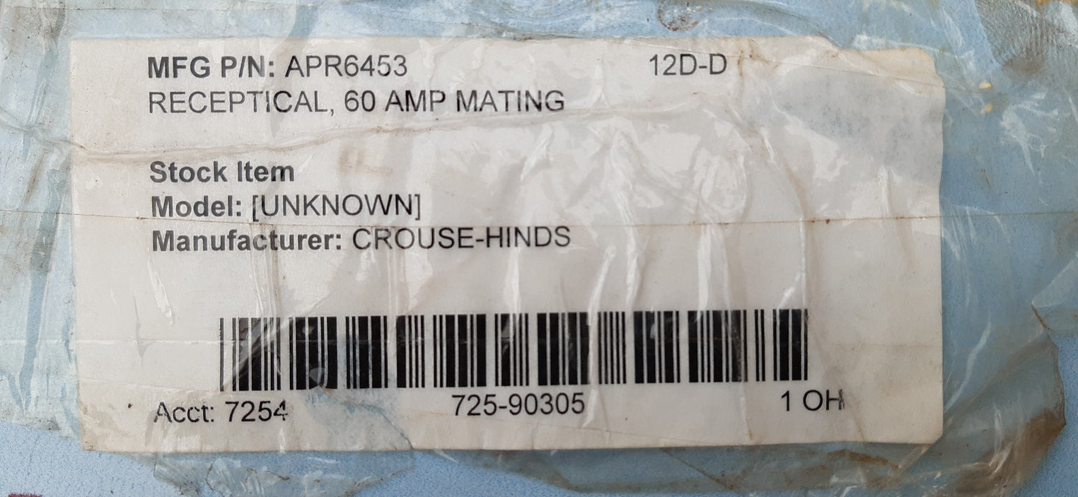 Crousf-hinds apr6453 m54 ark tite connector 60 amps 4w 4p