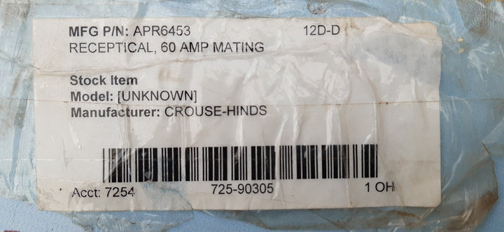 Crousf-hinds apr6453 m54 ark tite connector 60 amps 4w 4p