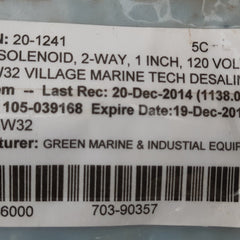 Burkert us10204 solenoid valve 2-way 1",120v