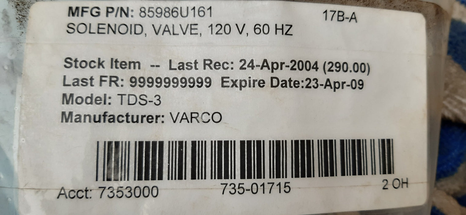 Versa e-3198-84xx-a120 solenoid valve 120v 60hz