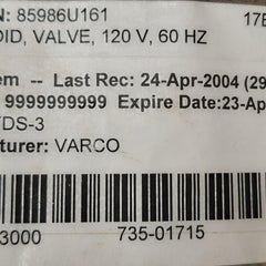 Versa e-3198-84xx-a120 solenoid valve 120v 60hz