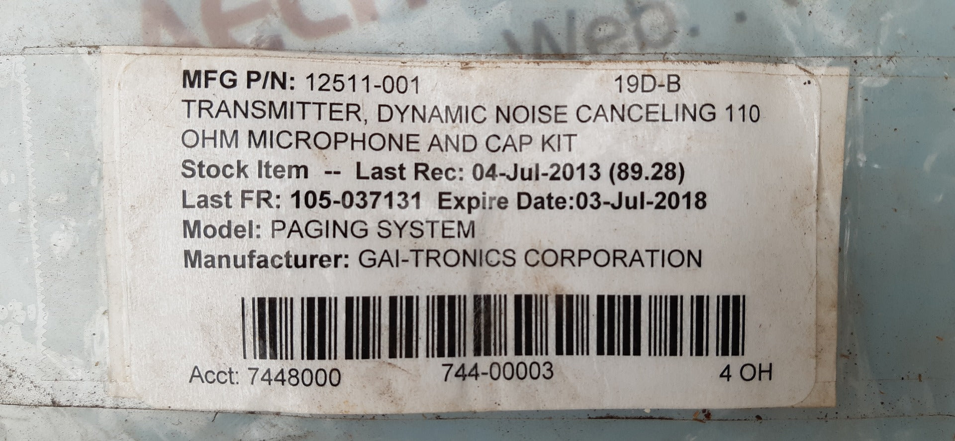 Gai-tronics 12511-001 alarm assembly 5835 10 ohm