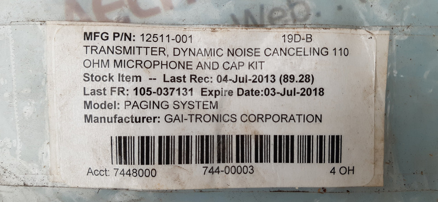 Gai-tronics 12511-001 alarm assembly 5835 10 ohm