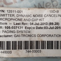 Gai-tronics 12511-001 alarm assembly 5835 10 ohm
