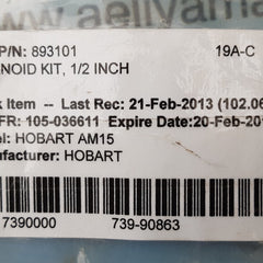 Hobart 893101 1/2 inch water solenoid valve kit