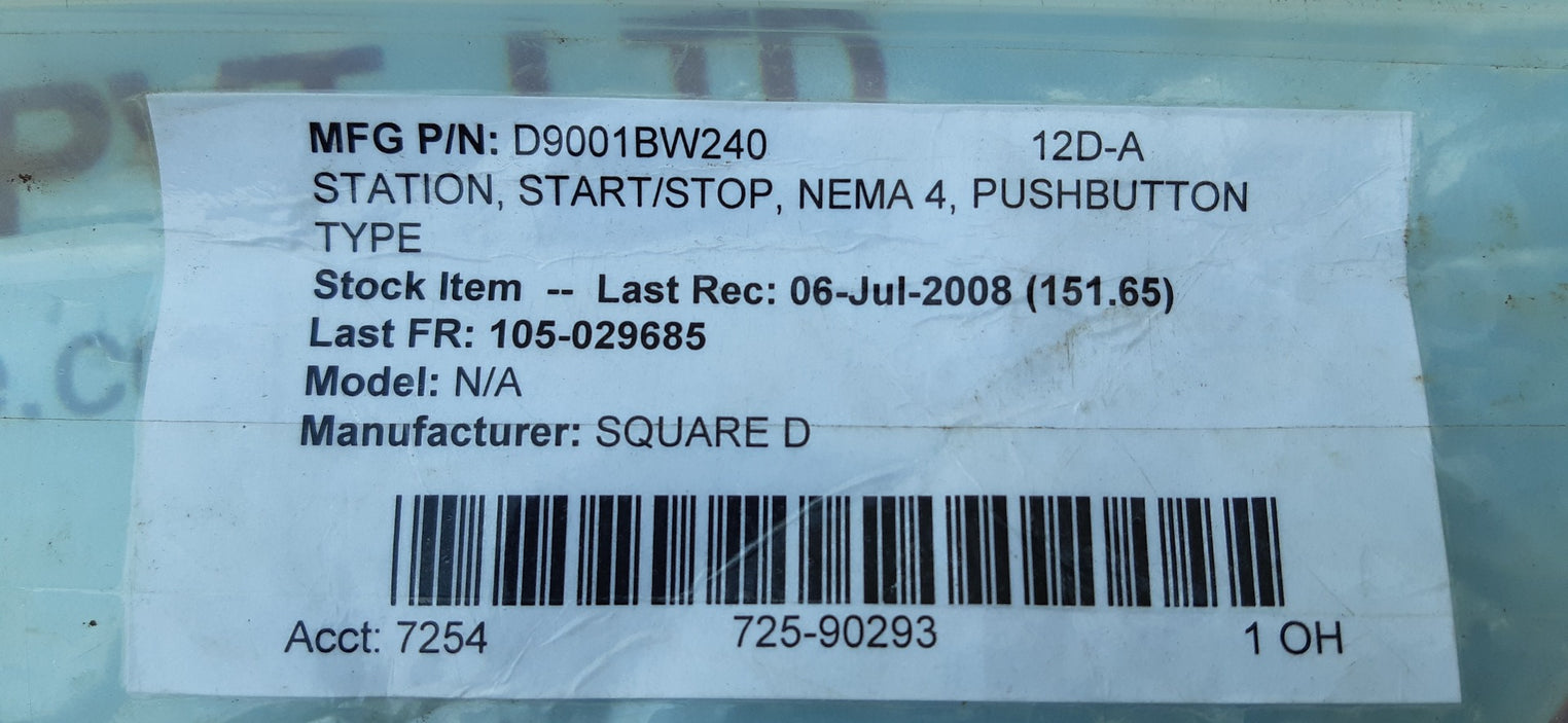 Square D class 9001 bw240 control station series a