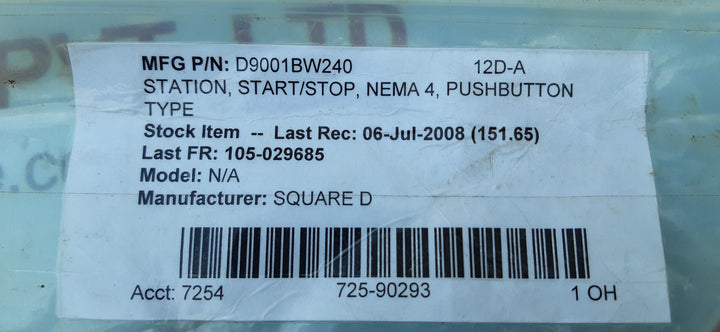 Square D class 9001 bw240 control station series a