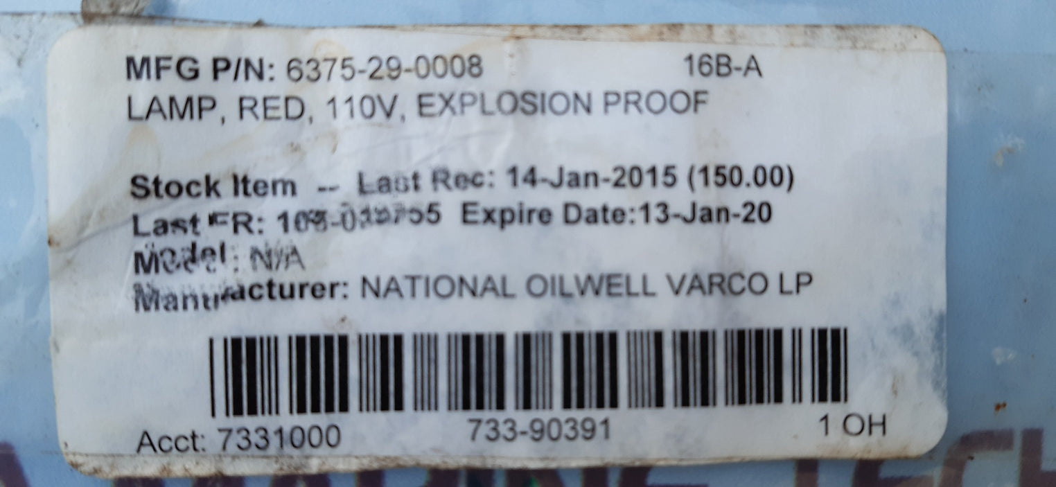 Enclosures & controls 6375-29-0008 explosion proof red lamp 110v