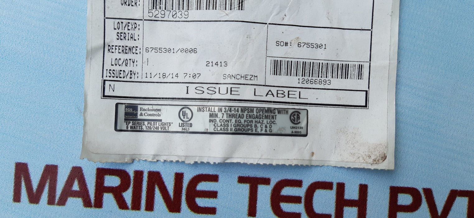 Enclosures & controls 6375-29-0008 explosion proof red lamp 110v