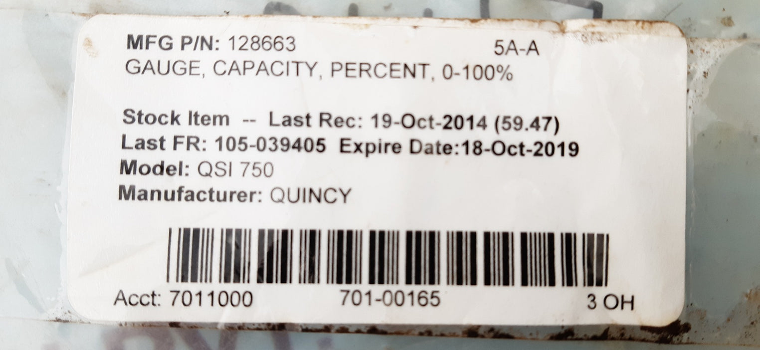 Quincy capacity 128663 gauge 0-100%