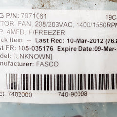 Fasco 7071061 fan/blower motor 1/15 hp,208/230v