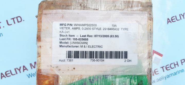 Westinghouse ka-241 a-c amperes 0-2500