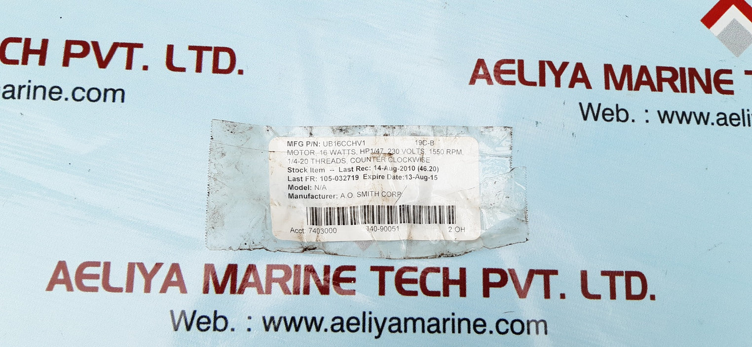 A.O. smith ub16cchv1 electric motor