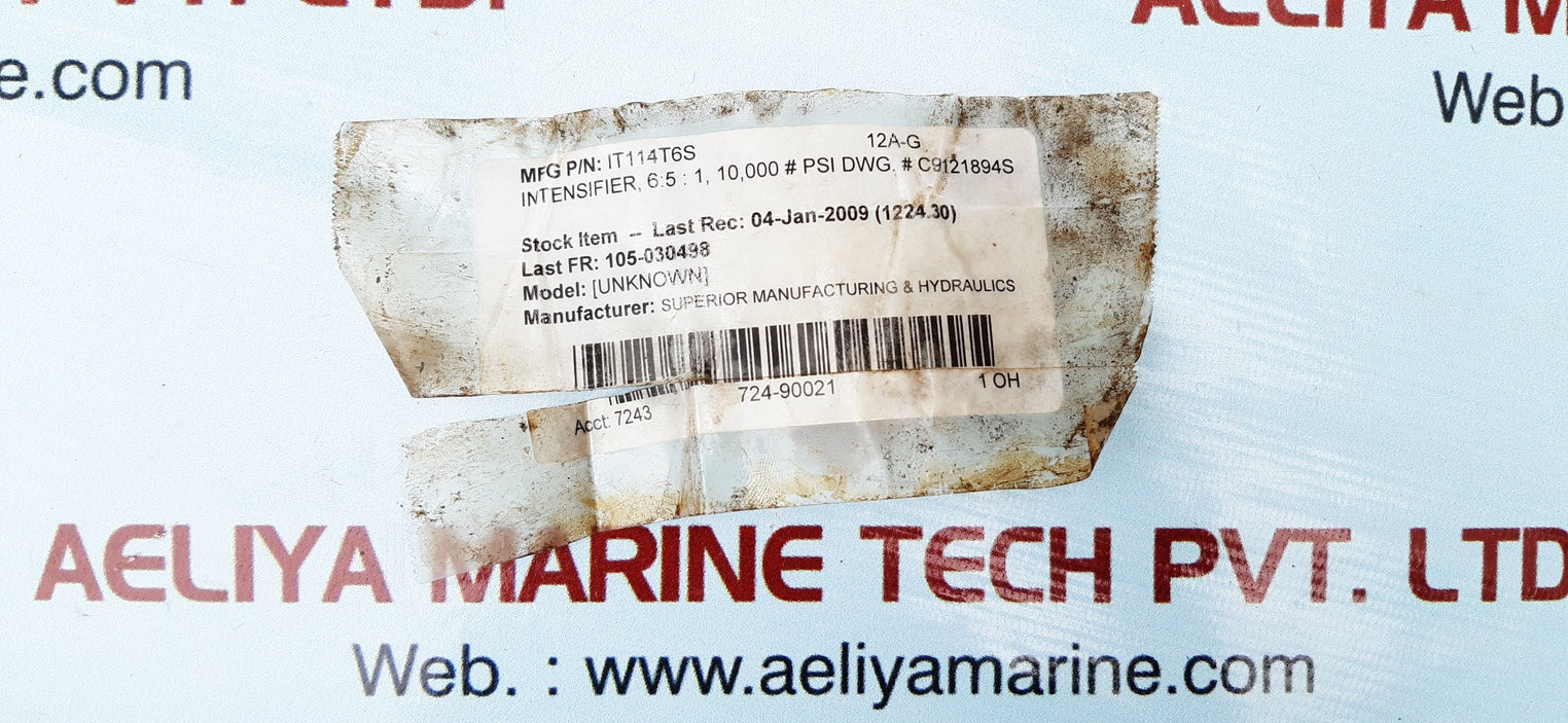 Integrated hydraulics 1t162w6s pressure intensifier